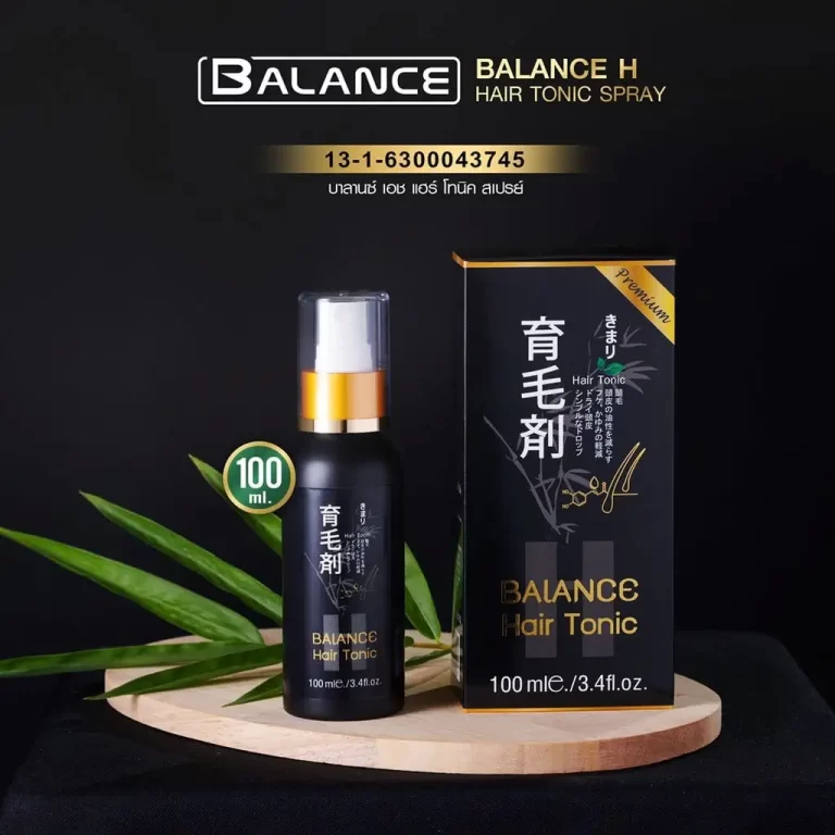 ภาพผลิตภัณฑ์ BALANCE H Hair Tonic สเปรย์บำรุงผมบนพื้นหลังสีดำ